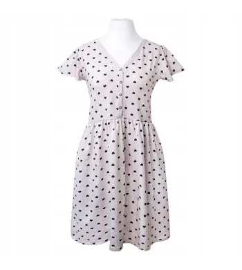 Koszula ciążowa krótki rękaw Eevi Linda XL beż serca