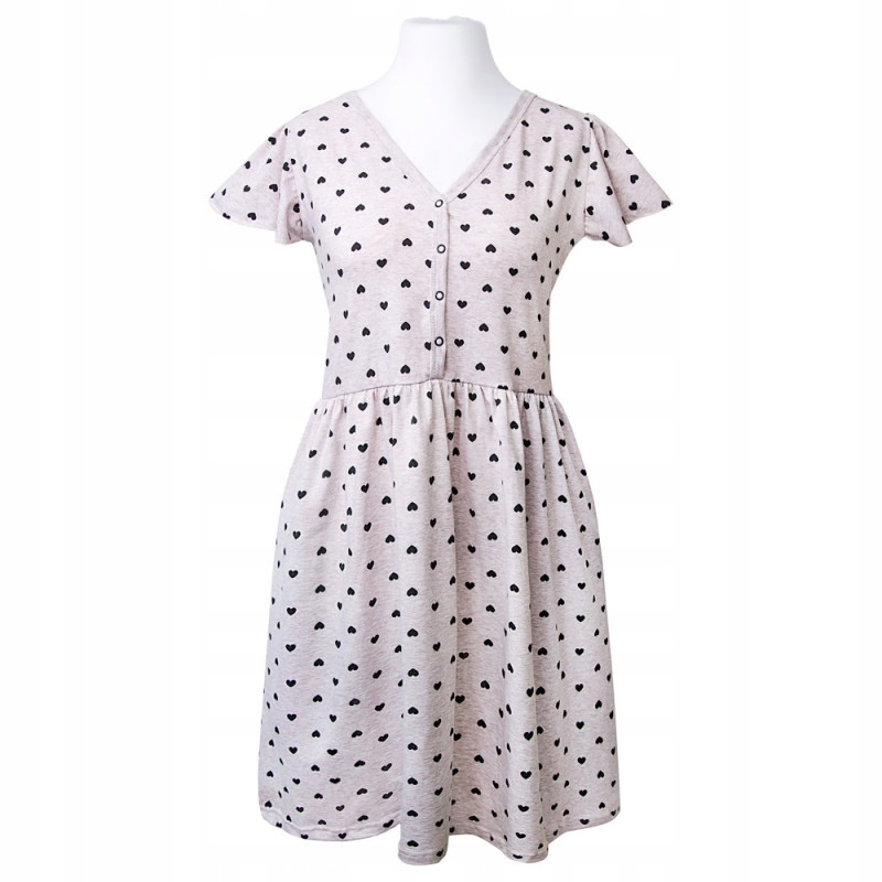 Koszula ciążowa krótki rękaw Eevi Linda XL beż serca