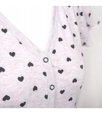 Koszula ciążowa krótki rękaw Eevi Linda XL beż serca