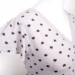 Koszula ciążowa krótki rękaw Eevi Linda XL beż serca