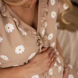 Koszula ciążowa krótki rękaw Eevi Linda XL beż serca