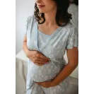 Koszula do karmienia i ciążowa bambusowa kr. ręk. Eevi Emily błękitna XL