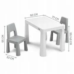 Toyz zestaw STOLIK DZIECIĘCY +2 KRZESŁA MONTI GREYGREY