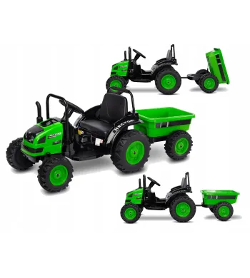 Toyz Traktor na akumulator z przyczepką Caretero Hector green