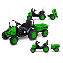 Toyz Traktor na akumulator z przyczepką Caretero Hector green