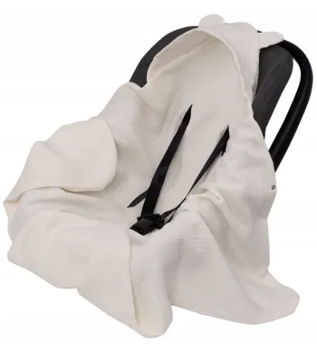 Infantilo OTULACZ DO FOTELIKA MUŚLINOWY LETNI Z KAPTURKIEM kremowy