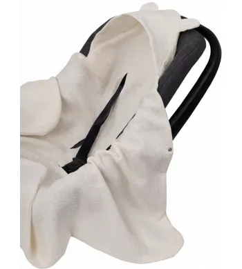 Infantilo OTULACZ DO FOTELIKA MUŚLINOWY LETNI Z KAPTURKIEM kremowy