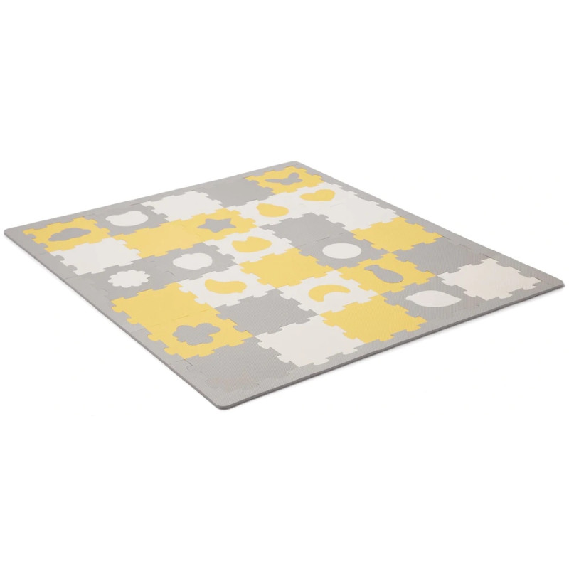 KINDERKRAFT Duża gruba mata piankowa puzzle 165x185 Luno Shapes YELLOW