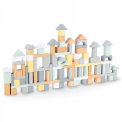 Klocki Drewniane Pastelowe 100 sztuk ZESTAW XL Pastelowe Kolory 8 Kształtów