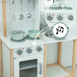 KUCHNIA DREWNIANA DLA DZIECI Z MIKROFALĄ + AKCESORIA MAM220