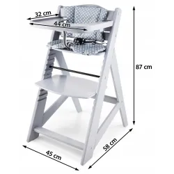 Moby System Krzesełko do karmienia 87 x 58 x 45 cm WOODY GREY
