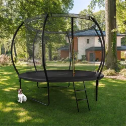 Trampolina Dla Dzieci Ogrodowa 305 z Drabinką i Siatką Szybkoschnąca 100kg 10FT Trampolina Dla Dzieci Ogrodowa 305 z Drabinką i Siatką Szybkoschnąca 100kg 10FT