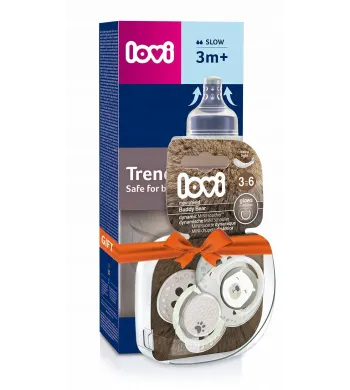 LOVI Trends Buddy Bear butelka 240 ml + smoczki 3-6 0415 Beż
