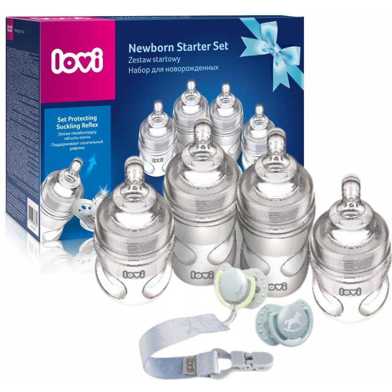 LOVI Zestaw startowy wyprawka butelki smoczki Baby Shower Botanic Boy