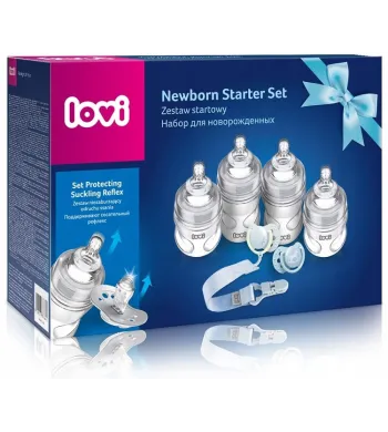 LOVI Zestaw startowy wyprawka butelki smoczki Baby Shower Botanic Boy