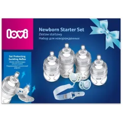 LOVI Zestaw startowy wyprawka butelki smoczki Baby Shower Botanic Boy