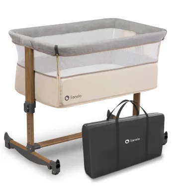 Lionelo Leonie beige sand – mobilne łóżeczko z torbą i kółkami