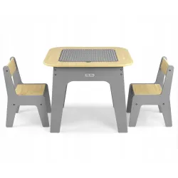 Milly Mally Zestaw mebli Olaf Blocks - Stolik i dwa krzesełka Dark Grey