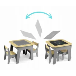 Milly Mally Zestaw mebli Olaf Blocks - Stolik i dwa krzesełka Dark Grey