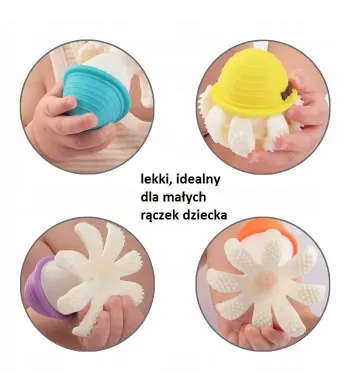 MOMBELLA Silikonowy Gryzak zabawka Ośmiornica Chimney Red